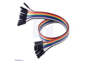 Ribbon Cable Premium Jumper Wires 10-Color F-F 12″ (30 cm).