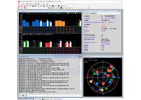 GNSS Firebird application showing data from an LC20031-V2 module inside Pololu&#8217;s offices.