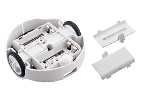 3pi+ 2040 Robot, bottom view showing the insides of the battery compartments.