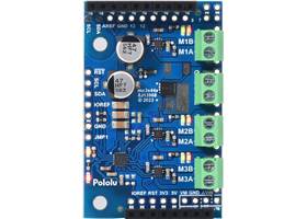 Motoron M3S550 Triple Motor Controller Shield for Arduino (Connectors Soldered), top view.