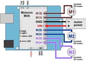 Using the Motoron M3S256 or M3S550 Triple Motor Controller Shield with an Arduino.