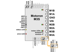 Motoron M3S256 or M3S550 Triple Motor Controller Shield pinout.