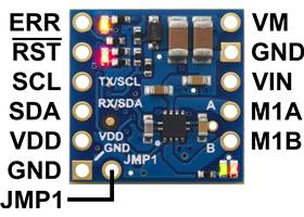 Motoron M1T550 Single I²C Motor Controller pinout.