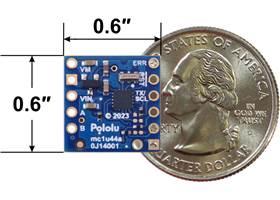 Motoron M1U550 Single Serial Motor Controller, bottom view with dimensions.