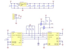 Schematic diagram of the MinIMU-9 v6 Gyro, Accelerometer, and Compass (LSM6DSO and LIS3MDL Carrier).