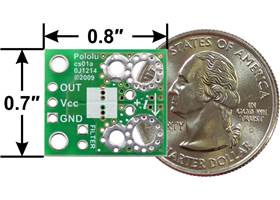 ACS724 current sensor carrier, bottom view with dimensions.