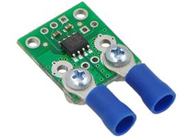 ACS7x4/ACHS-712x current sensor carrier with solderless ring terminal connectors (not included).