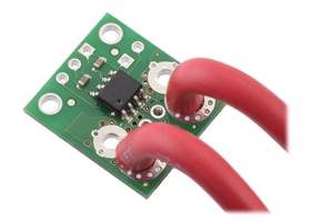 ACS7x4/ACHS-712x Current Sensor Carrier soldered with high-current wires.