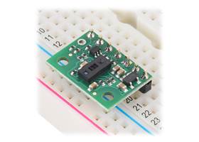 VL53L7CX Time-of-Flight 8x8-Zone Wide FOV Distance Sensor Carrier in a breadboard.