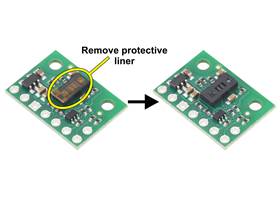 The VL53L7CX carrier might ship with a protective liner covering the sensor IC that must be removed before use.
