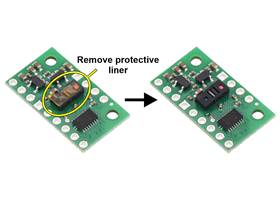 The VL53L8CX carrier might ship with a protective liner covering the sensor IC that must be removed before use.
