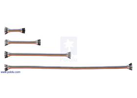 Pololu Ribbon Cable Premium Jumper Wires are available in a variety of lengths (3″, 6″, 12″, and 24″ shown; 36″ and 60″ not pictured).
