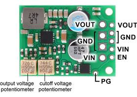 4.2-15V, 3.3A Fine-Adjust Step-Down Voltage Regulator w/ Adjustable Low-Voltage Cutoff D30V33MASCMA labeled pinout.