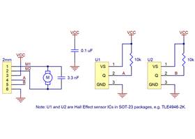 Schematic diagram of the integrated Micro Metal Gearmotor encoder.