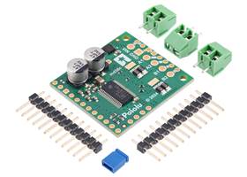 Pololu High-Power Stepper Motor Driver 36v8 with included headers, shorting block, and terminal blocks.