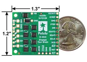 Pololu High-Power Stepper Motor Driver 36v8, bottom view with dimensions.