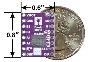 TB67S581FNG Stepper Motor Driver Carrier, bottom view with dimensions.