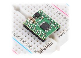 TB67H453FNG Single Brushed DC Motor Driver Carrier in a solderless breadboard (headers not included).