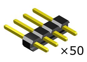 0.100″ (2.54 mm) Breakaway Male Header: 1x4-Pin, Straight, Black, 50-Pack.