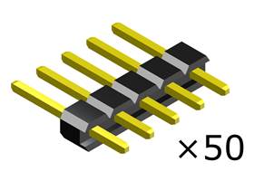 0.100″ (2.54 mm) Breakaway Male Header: 1x5-Pin, Straight, Black, 50-Pack.