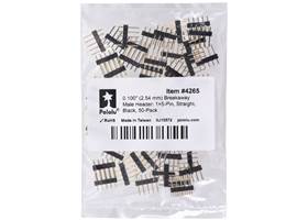 0.100″ (2.54 mm) Breakaway Male Header: 1x5-Pin, Straight, Black, 50-Pack. (1)