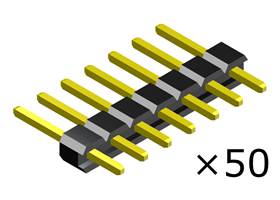 0.100″ (2.54 mm) Breakaway Male Header: 1x7-Pin, Straight, Black, 50-Pack.