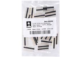 0.100″ (2.54 mm) Breakaway Male Header: 1x9-Pin, Straight, Black, 25-Pack. (1)