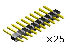 0.100″ (2.54 mm) Breakaway Male Header: 1x10-Pin, Straight, Black, 25-Pack.
