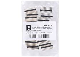 0.100″ (2.54 mm) Breakaway Male Header: 1x10-Pin, Straight, Black, 25-Pack. (1)