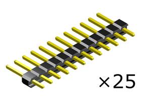 0.100″ (2.54 mm) Breakaway Male Header: 1x12-Pin, Straight, Black, 25-Pack.