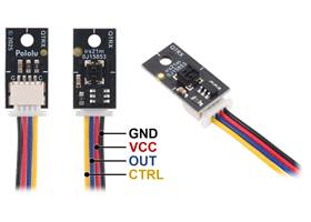 Pinout of the QTRX/QTRXL-MD-01x-S Reflectance Sensor (QTRX-MD-01RC-S version pictured, cable not included).