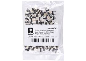 0.100″ (2.54 mm) Breakaway Male Header: 1x3-Pin, Right Angle, Black, 100-Pack. (1)