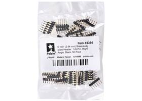 0.100″ (2.54 mm) Breakaway Male Header: 1x6-Pin, Right Angle, Black, 50-Pack. (1)