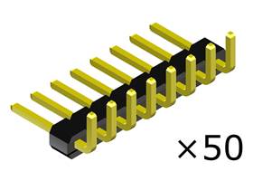 0.100″ (2.54 mm) Breakaway Male Header: 1x8-Pin, Right Angle, Black, 50-Pack.