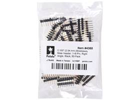 0.100″ (2.54 mm) Breakaway Male Header: 1x8-Pin, Right Angle, Black, 50-Pack. (1)