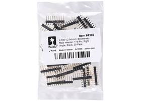 0.100″ (2.54 mm) Breakaway Male Header: 1x9-Pin, Right Angle, Black, 25-Pack. (1)