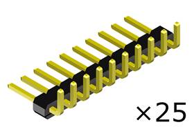 0.100″ (2.54 mm) Breakaway Male Header: 1x10-Pin, Right Angle, Black, 25-Pack.
