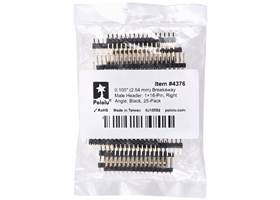 0.100″ (2.54 mm) Breakaway Male Header: 1x16-Pin, Right Angle, Black, 25-Pack. (1)