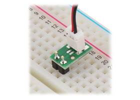 Breakout for JST SH-Style Connector, 2-Pin Male Top-Entry in a breadboard.