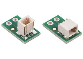Breakout for JST SH-Style Connector, 2-Pin Male (Top-Entry version on left, Side-Entry version on right).