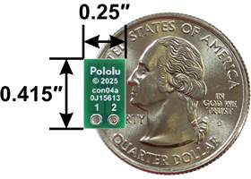 Breakout for JST SH-Style Connector, 2-Pin Male, bottom view with dimensions.