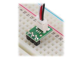 Breakout for JST SH-Style Connector, 3-Pin Male Top-Entry in a breadboard.