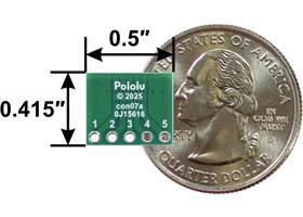 Breakout for JST SH-Style Connector, 5-Pin Male, bottom view with dimensions.