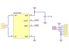 ACS37030 Current Sensor Carrier schematic diagram.