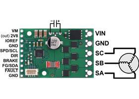 A89301-Based Sensorless Brushless Motor Controller, 50V, 11A, top view with labeled pinout.