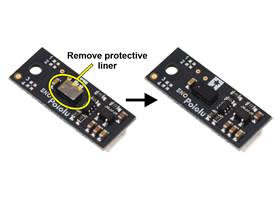 The Pololu Digital Distance Sensor might ship with a protective liner covering the sensor IC that must be removed before use.