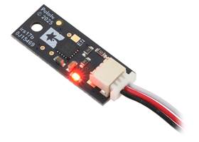 Pololu Digital Distance Sensor with Side-Entry Connector, back view with 3-pin JST SH-style cable (cable not included).