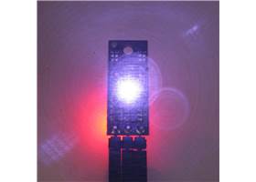 A camera with no IR filter shows the infrared light emitted by a Pololu Digital Distance Sensor (this light is eye-safe and not visible to the naked eye).