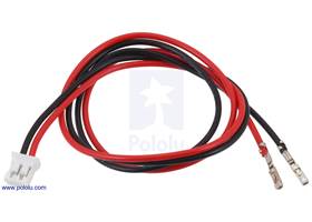 JST PH-Style Cable with Female Pins for 0.1&quot; Housings, 2-Pin, 30cm.