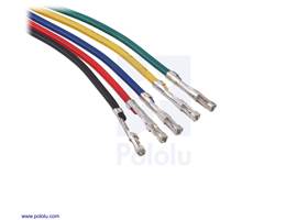 Crimped ends of the 5-pin JST PH-Style Cable with Female Pins for 0.1&quot; Housings.